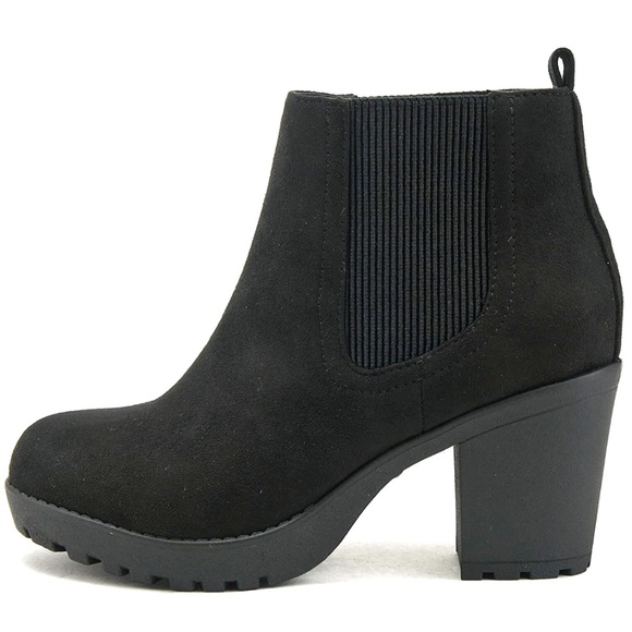 Shoes - New Black Chelsea Elastic Platform Chunky Heel Ankle Boots Booties